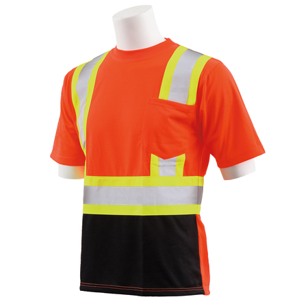 Erb Safety T-Shirt, Jersey Knit, Short Slv, Class 2, 9604SBC, Hi-Viz Orng/Blk, LG 63608